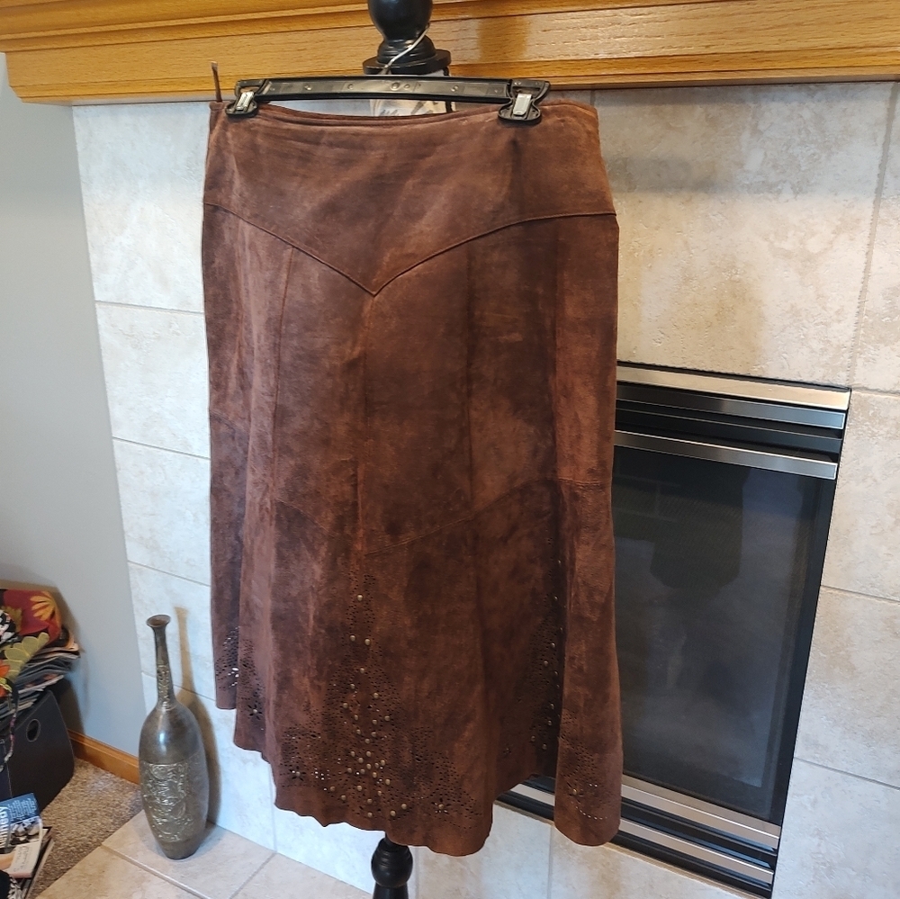 Leather Brown Petite Large Skirt! - Picture 3 of 12